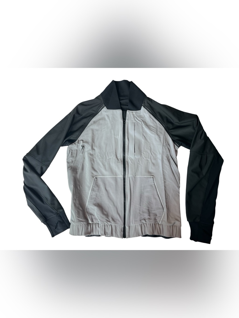 LULULEMON WOMENS REFLECTIVE SILVER & BLACK BOMBER JACKET 10